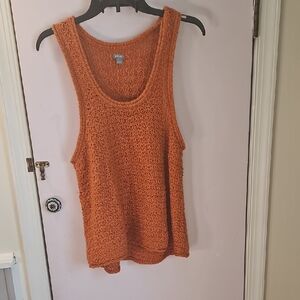 Aerie Burnt Orange Crochet Tank Top